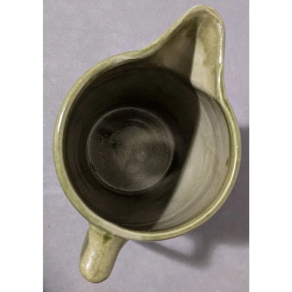 Vintage McCoy Pottery Green Barrel Pitcher Mid Century Stoneware Cider Jug 7.5